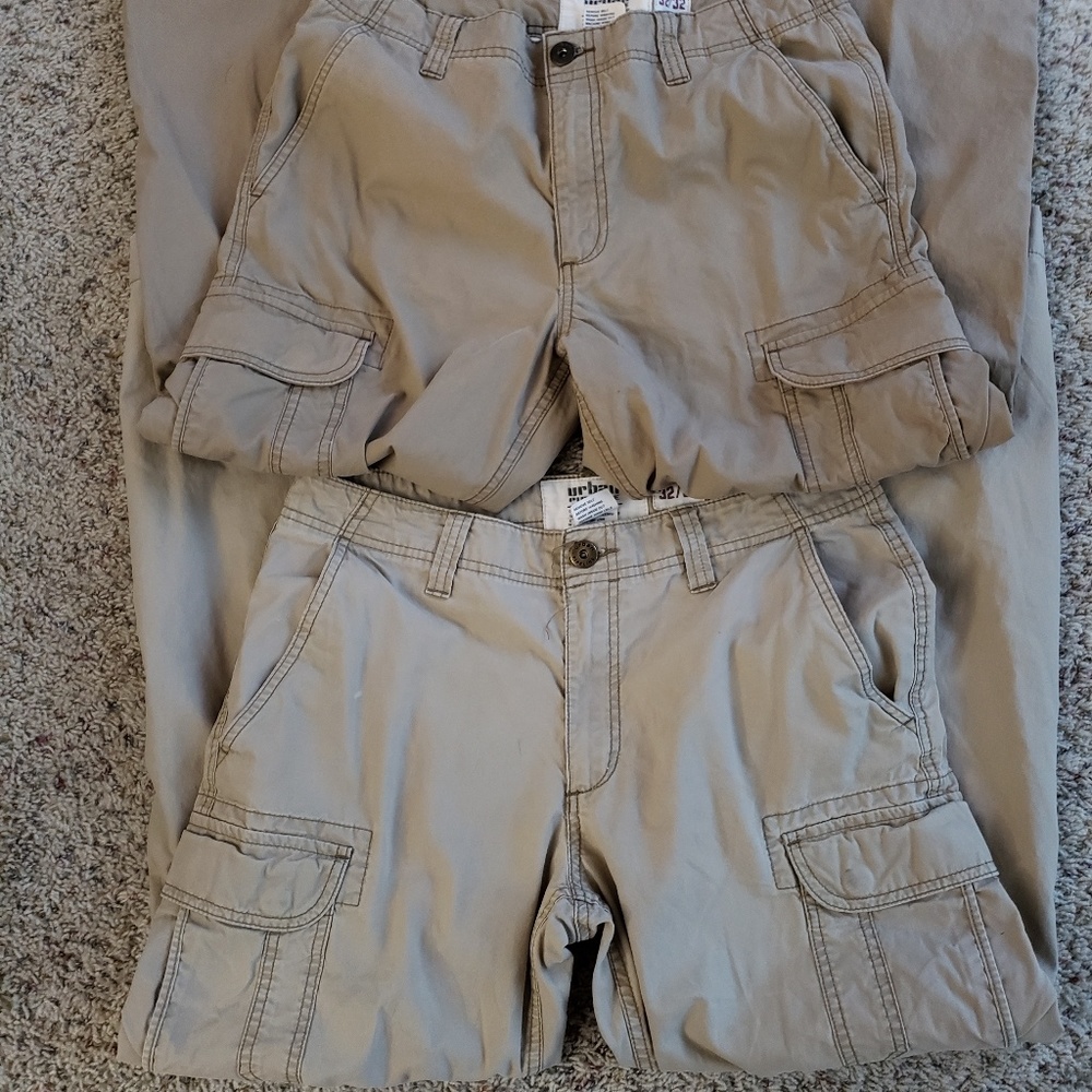 Mens Khaki Cargo Pants Size 32x32 Lot of 2